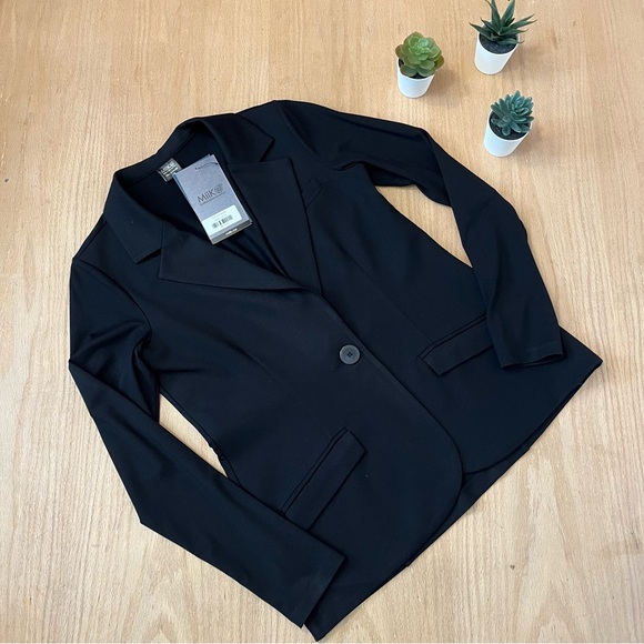NWT Miik Siena Black Single Button Rayon From Bamboo Blazer - Picture 2 of 11